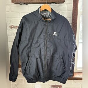STARTER Jacket Black Windbreaker Men’s Y2K Nylon Zip Up Vintage Retro SZ XL